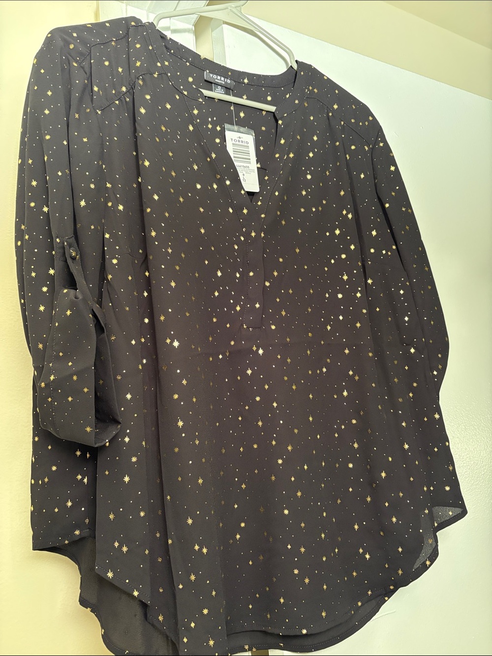 torrid Black Blouse with Gold Star Print